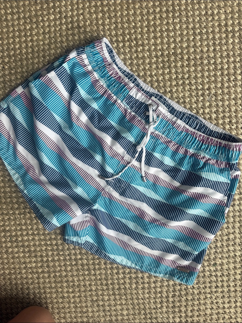 2xist Women's Turquoise Navy White Striped Swim Shorts